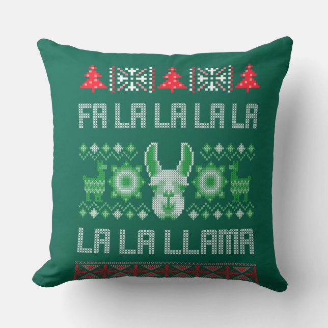 Fa La Llama Shirt - Ugly jul Sweater Llam Kudde (Framsida)