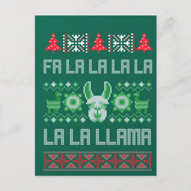 Fa La Llama Shirt - Ugly jul Sweater Llam Vykort (Framsida)