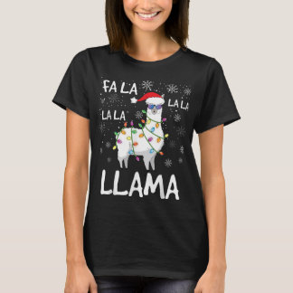 Fa La Llama Women Manar Kids Funny Llama Christma T Shirt