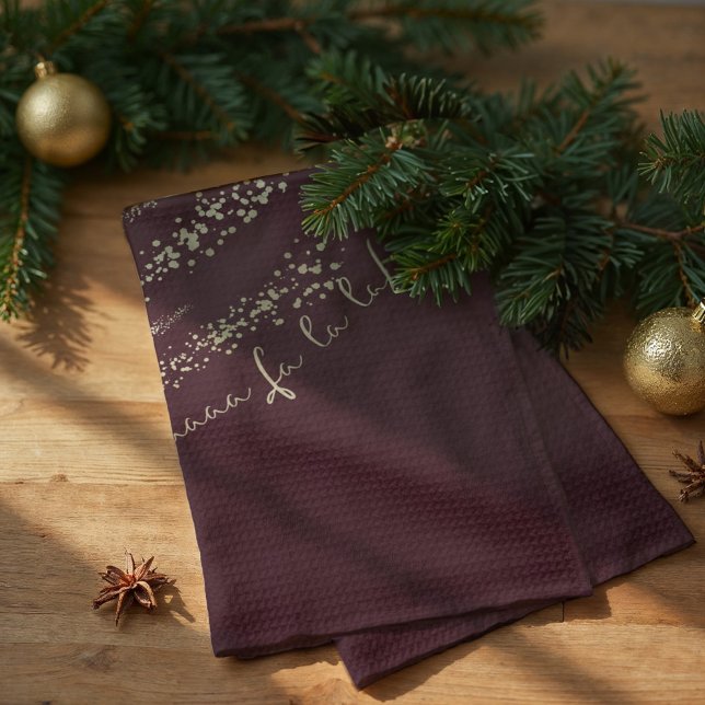Fa La Magic Guld Gnistra jul Sång Kökshandduk (Fa La La Magical Gold Sparkle Christmas Carol Kitchen Towel)
