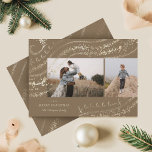 Fa La Magic Guld jul Sång 2-foto Julkort<br><div class="desc">Skicka lite helgdag till din familj och dina vänner med vårt magiska och visuella två musikkort till sång på jultomten helgdag. Konstruktionen har vårt originalverk med magiska faux guld-strömmare av guld konetti och mousserande snö som skapar intrycket av att musik linjer på ett skickligt sätt blåser i vinden. "Fa la...</div>