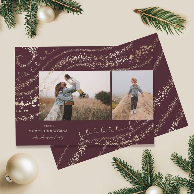 Fa La Magic Guld jul Sång 2-foto Julkort (Skapare uppladdad)