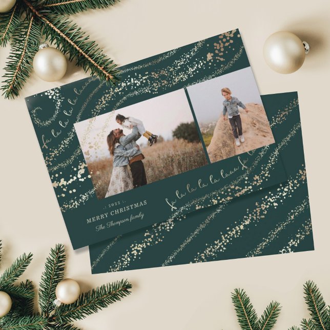 Fa La Magic Guld jul Sång 2-foto Julkort (Skapare uppladdad)