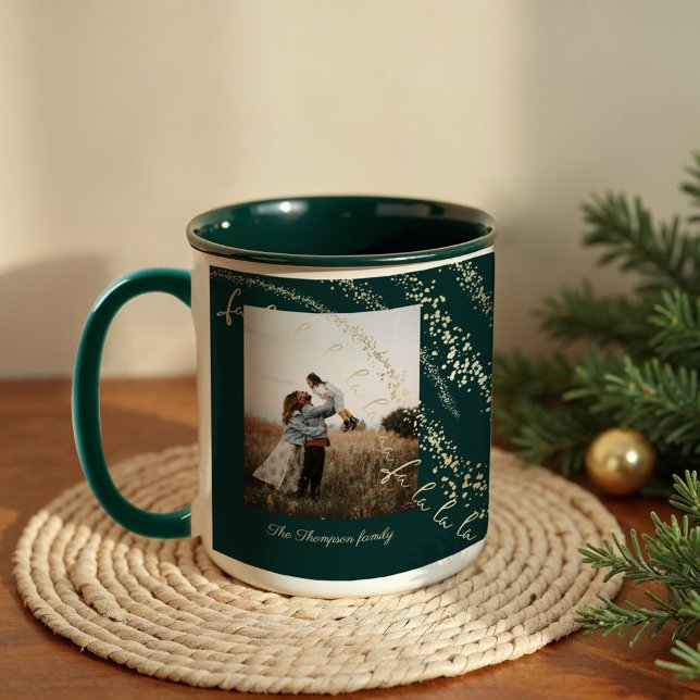 Fa La Magic Guld jul, Sång Sång Foto Mugg (Fa La La Magical Gold Christmas Carol Song Photo Mug)