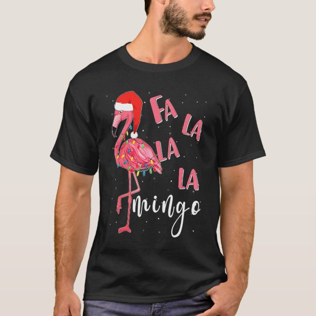 Fa La Mingo Cute Flamingo Juli Helgdag Fla T Shirt (Framsida)