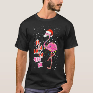 Fa La Mingo Cute Rosa Flamingo Santa Hat Merry T Shirt