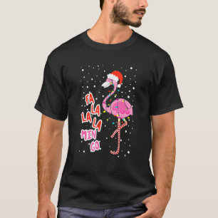Fa La Mingo Cute Rosa Flamingo Santa Hat Merry T Shirt