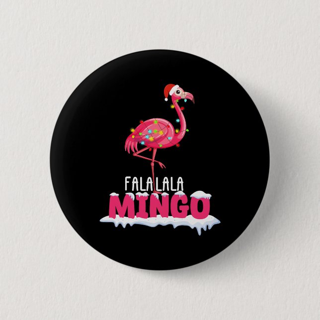 Fa La Mingo Flamingo jul Cute Red Hat Knapp (Framsida)