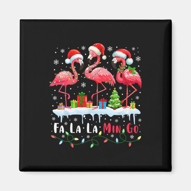 Fa La Mingo Flamingo jul Tropical Julafton Tr Magnet (Framsidan)