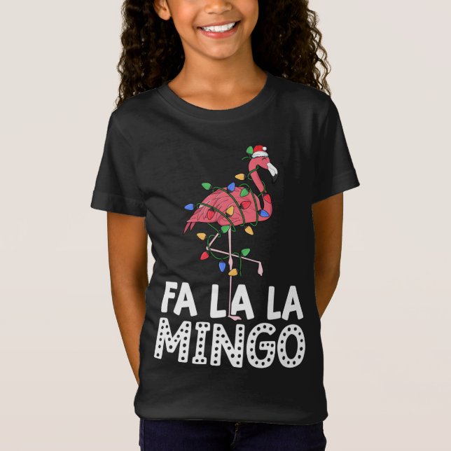 Fa La Mingo Flamingo Julgran Ljus Trop T Shirt (Framsida)