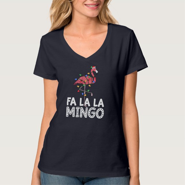 Fa La Mingo Flamingo Julgran Ljus Trop T Shirt (Framsida)