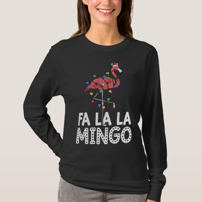 Fa La Mingo Flamingo Julgran Ljus Trop T Shirt (Framsida)