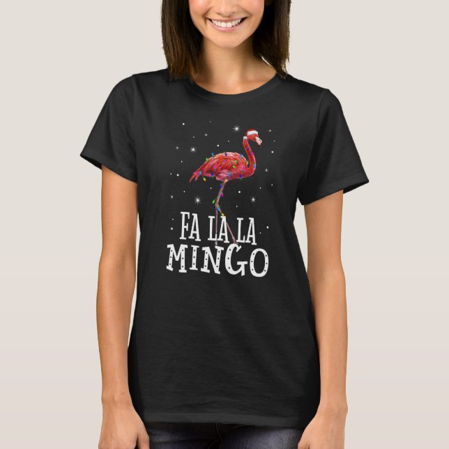 Fa La Mingo Flamingo Julgran Ljus Trop T Shirt (Framsida)