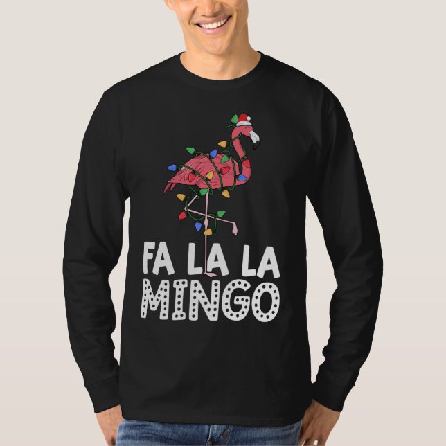 Fa La Mingo Flamingo Julgran Ljus Trop T Shirt (Framsida)