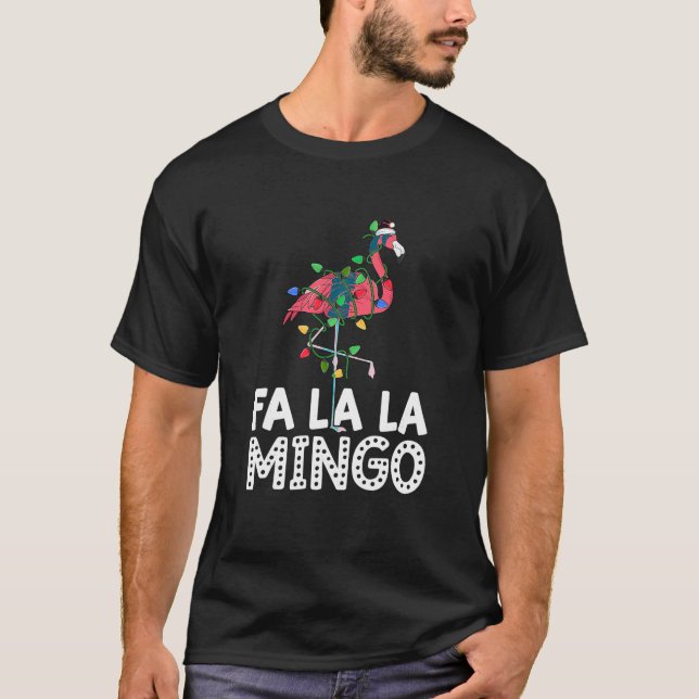 Fa La Mingo Flamingo Julgran Ljus Trop T Shirt (Framsida)