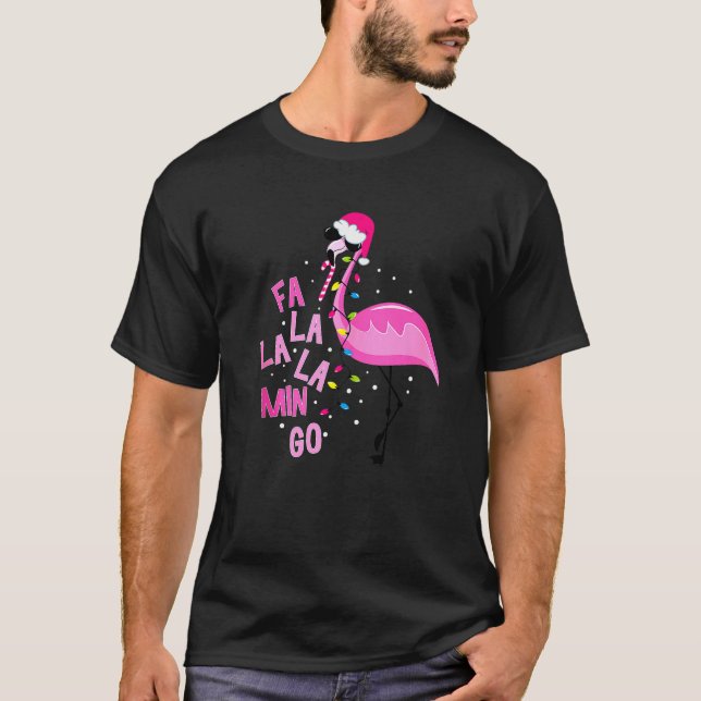Fa La Mingo Flamingo Julgran Ljus Trop T Shirt (Framsida)