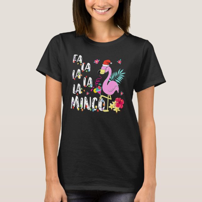 Fa La Mingo Flamingo Julgran Ljus Trop T Shirt (Framsida)