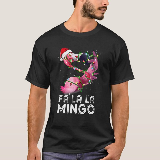 Fa La Mingo Flamingo Julgran Ljus Trop T Shirt (Framsida)