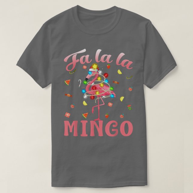 Fa La Mingo Flamingo Julgran Ljus Trop T Shirt (Design framsida)