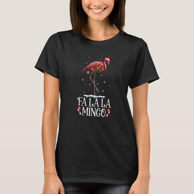 Fa La Mingo Flamingo Julgran Ljus Trop T Shirt (Framsida)