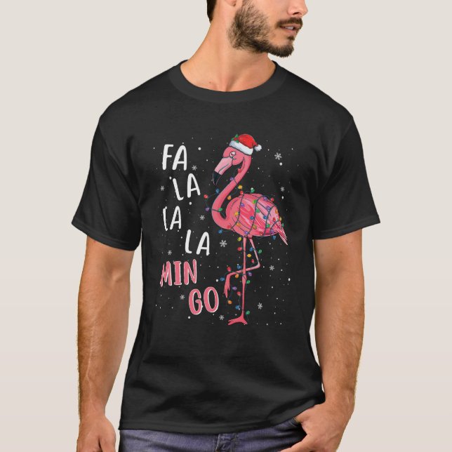 Fa La Mingo Flamingo Julgran Tropical Xm T Shirt (Framsida)
