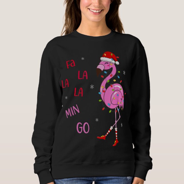 Fa La Mingo jul Flamingo Träd Ljus Sant T Shirt (Framsida)