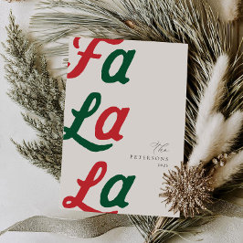 Fa La Modern Red Retro Play-familjens jul Julkort