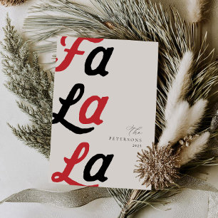 Fa La Modern Red Retro Play-familjens jul Julkort