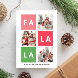 Fa La Modern Roligt Colorful Family Photo Collage Julkort<br><div class="desc">Fa La Modern Roligt Colorful Family Photo Collage Helgdag Card. Skicka semesterhälsningar med anpassade och personlig till vänner,  kolleger och familj i enkla,  chic,  elegant och modern 3-fotosamlingskarta,  fräcka,  naturliga minimalistiska stil-kort! Under kalligrafin visas anpassningsbarnas hälsning-meddelande från din familj namn i modern typografi.</div>