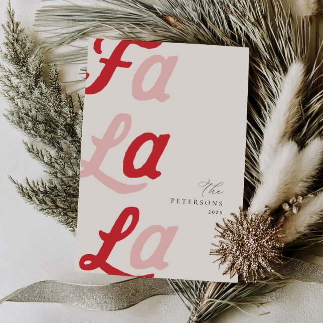 Fa La Modern Rosa & Red Play-familjens jul Julkort (Skapare uppladdad)
