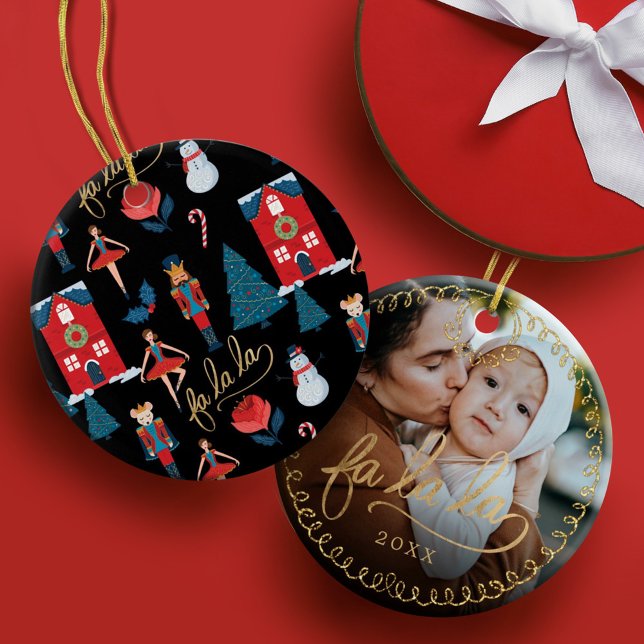 Fa La Nutcracker-julfamiljen Foto Julgransprydnad Keramik (Skapare uppladdad)