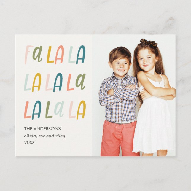 FA LA | Pastel färg | Cute Photo Helgdag Vykort (Framsida)