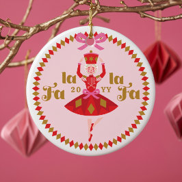 Fa La Pink Nutcracker Balett Familjefoto Minne Julgransprydnad Keramik