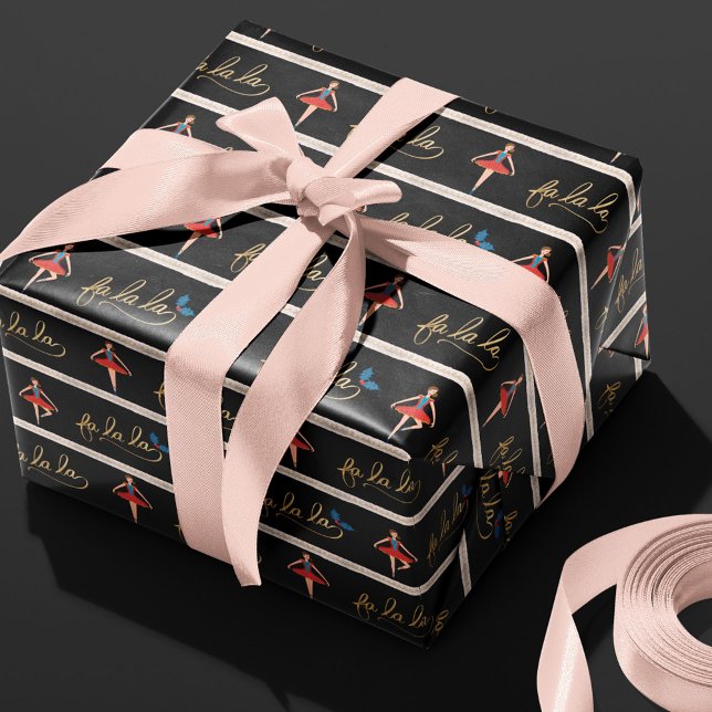 Fa La Rand jul Nutcracker Ballerina Presentpapper (Skapare uppladdad)