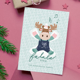 Fa La Roligt Cute Woodland Moose Snö Angel Julkort