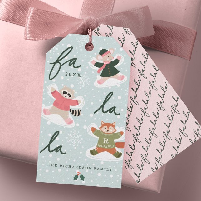Fa La Snö Angel Woodland Animals Roligt Winter Presentetikett (Fa La La Snow Angel Woodland Animals Fun Winter Gift Tags)