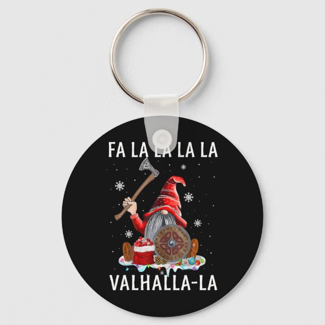 Fa La Valhalla Julafton Gnome Beard Viking Weapon  Nyckelring (Framsida)