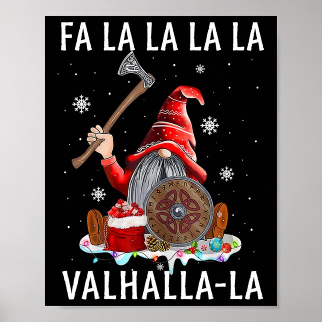 Fa La Valhalla Julafton Gnome Beard Viking Weapon  Poster (Framsidan)
