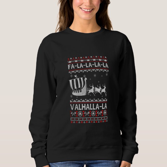 Fa La Valhalla Viking Frakt Ugly jul Julafton T Shirt (Framsida)