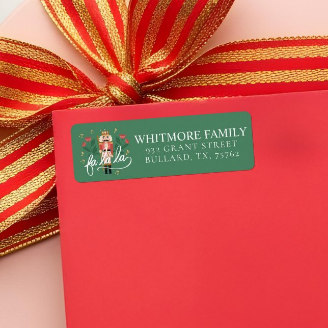 Fa La Whimsical Nutcracker Ballet jul Returadress Etikett (Fa La La Whimsical Nutcracker Ballet Christmas Label)