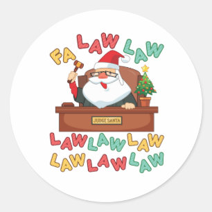 Fa Law Lawyer jul Santa Santa Domare Runt Klistermärke