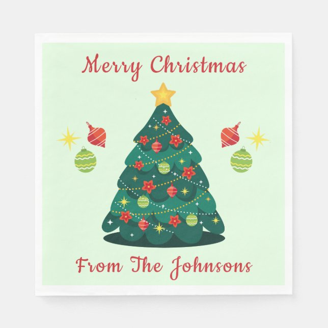 Få Lit Träd att dekorera jul Pappersservett (Framsidan)