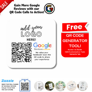 FÅ MER GOOGLE-GRANSKNINGAR MED QR CODE-UPPMANINGAR FYRKANTIGT KLISTERMÄRKE