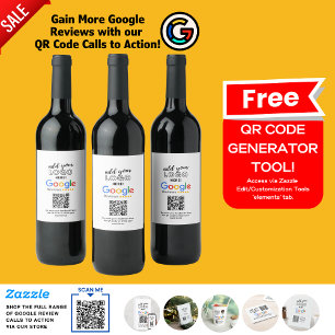 FÅ MER GOOGLE-GRANSKNINGAR MED QR CODE-UPPMANINGAR VINFLASKA ETIKETT
