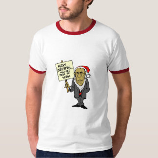Få nu baksida för att fungera julchefen t-shirt