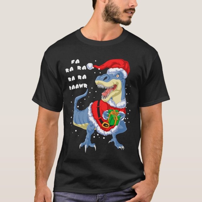 fa ra ra rawr dinosaur christmas t shirt (Framsida)