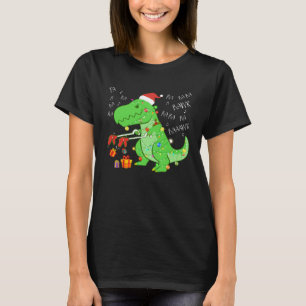Fa Ra Ra Rawr juldosinosaur med Julafton Hat Li T Shirt