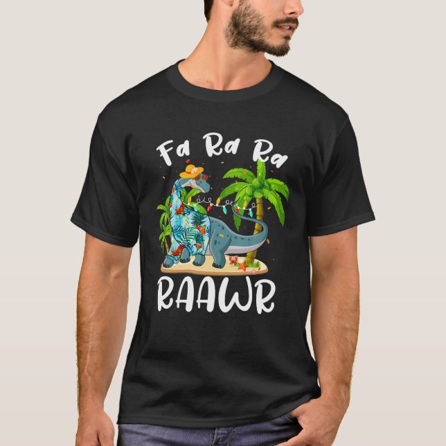 Fa Ra Ra Rawr Long Nacke Dinosaur Sommjuljul T Shirt (Framsida)
