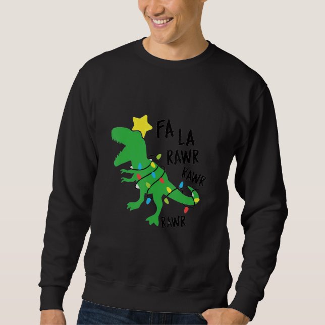 Fa Ra Ra Rawr Santa Rex Dinosaur Jul Dino Xm Lång Ärmad Tröja (Framsida)