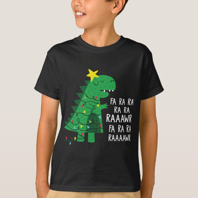 Fa Ra Ra Rawr Träd Rex Funny God jul Dino T Shirt (Framsida)